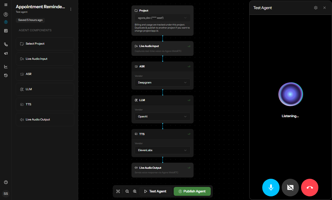 Test agent connected